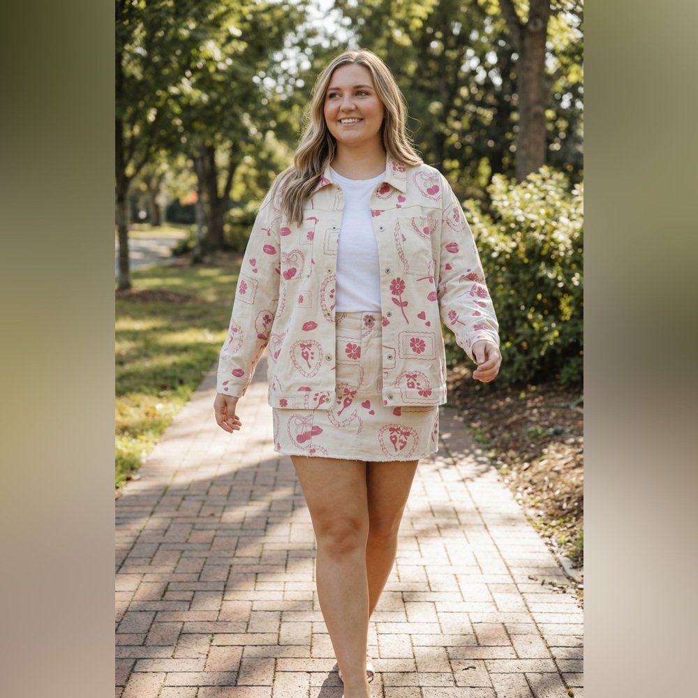 Very J Valentines Galentines Patterned Mini Skirt